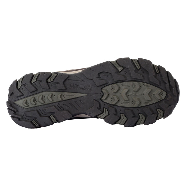 Walnut-White Pepper - Close up - Regatta Womens-Ladies Holcombe III Low Walking Shoes