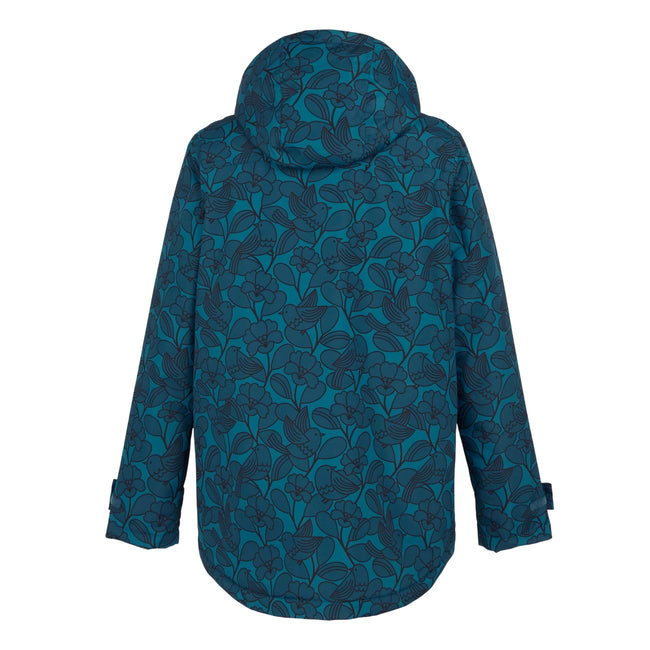 Blue - Back - Regatta Womens-Ladies Orla Kiely Birds Mid Length Waterproof Jacket