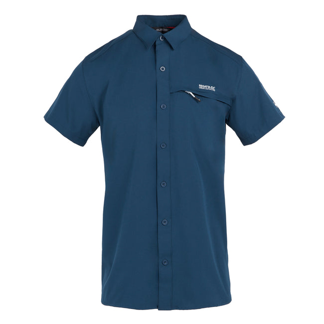 Moonlight Denim - Front - Regatta Mens Packaway Short-Sleeved Travel Shirt