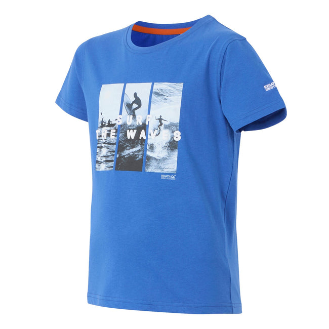 Olympian Blue - Side - Regatta Childrens-Kids Bosley VIII Surf Print T-Shirt