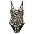 Natural - Front - Regatta Womens-Ladies Sakari Leopard Print Tummy Control One Piece Swimsuit