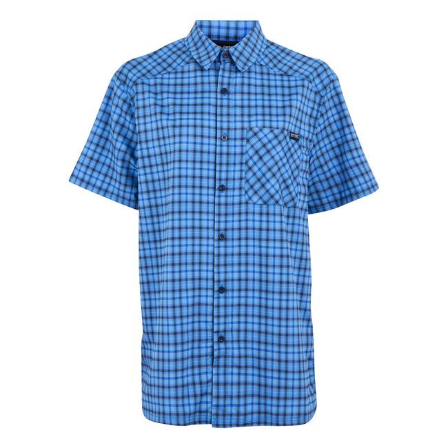 Moonlight Denim-Navy - Front - Regatta Mens Begarno Checked Short-Sleeved Shirt