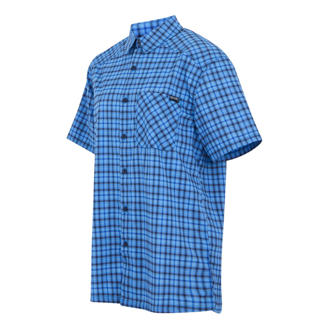 Moonlight Denim-Navy - Side - Regatta Mens Begarno Checked Short-Sleeved Shirt