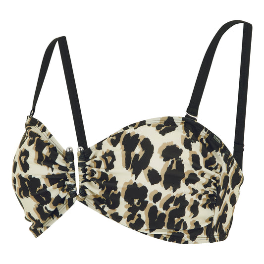 Natural - Front - Regatta Womens-Ladies Aceana III Leopard Print Bikini Top