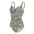 Tonal Grey - Side - Regatta Womens-Ladies Sakari Zebra Print Tummy Control One Piece Swimsuit