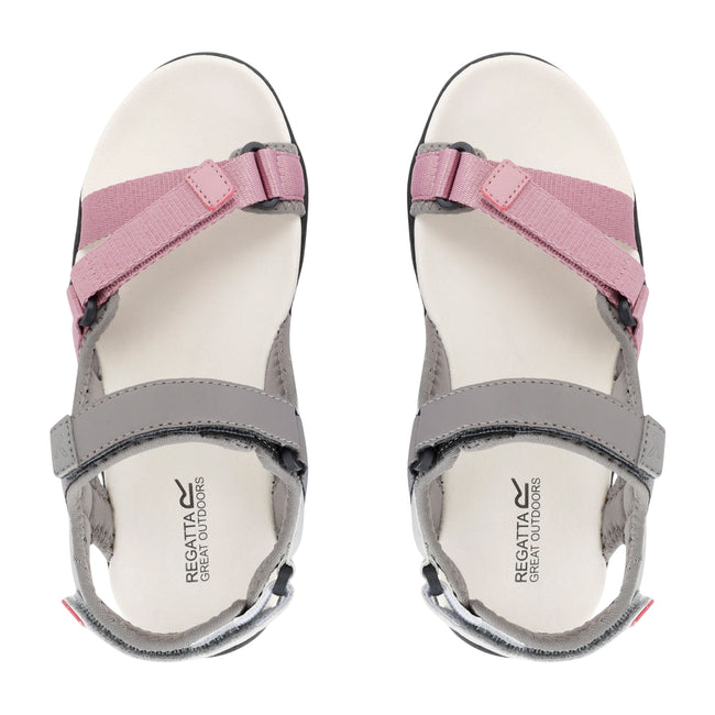 Grey-Lilas - Pack Shot - Regatta Womens-Ladies Santa Clara II Sandals