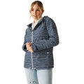 Navy-White - Lifestyle - Regatta Womens-Ladies Bayletta II Painterly Stripe Waterproof Jacket