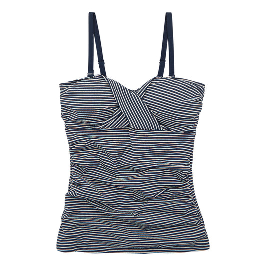 Navy-White - Front - Regatta Womens-Ladies Aceana III Seeksucker Tankini Top