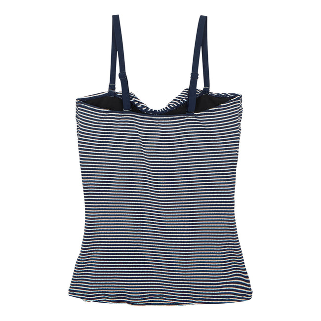Navy-White - Back - Regatta Womens-Ladies Aceana III Seeksucker Tankini Top