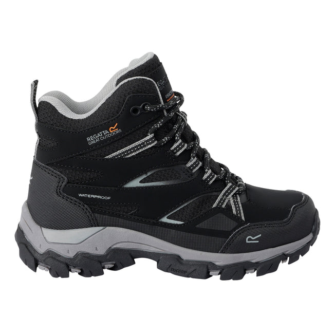 Black-Dark Steel - Side - Regatta Childrens-Kids Holcombe III Walking Boots
