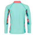Aruba Blue-Peach Bloom-Tropical - Back - Regatta Childrens-Kids Hoku II Tropical Leaves Swim Top