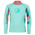 Aruba Blue-Peach Bloom-Tropical - Front - Regatta Childrens-Kids Hoku II Tropical Leaves Swim Top