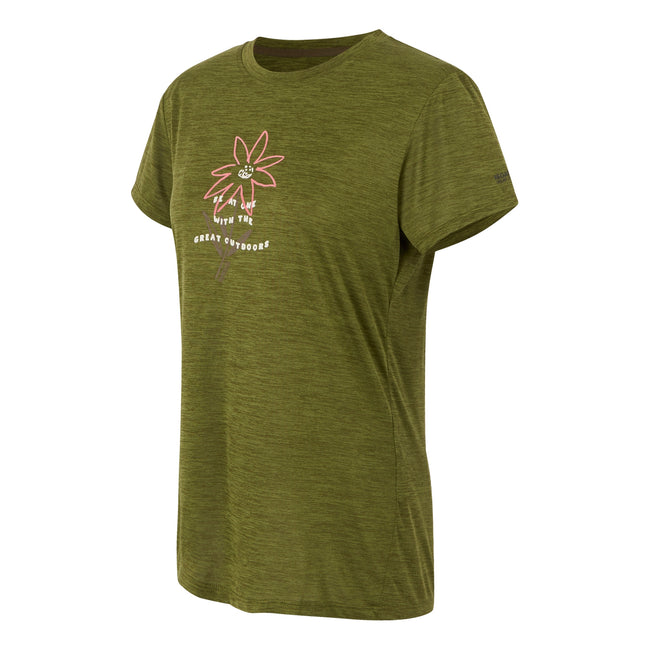 Nephrite Green Marl - Side - Regatta Womens-Ladies Fingal IX Flower T-Shirt