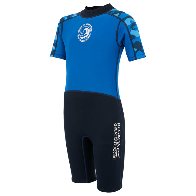 Olympian Blue-Navy - Side - Regatta Childrens-Kids Camo Wetsuit