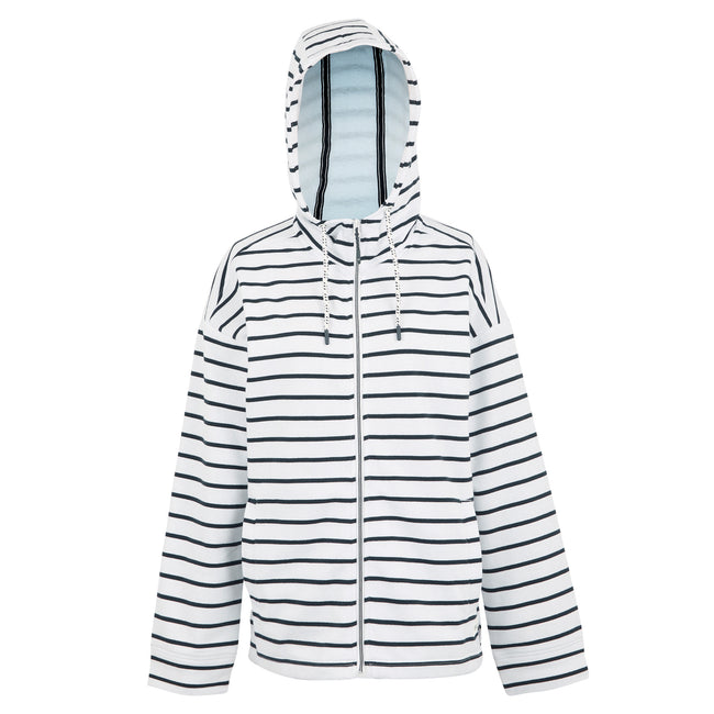 White-Navy - Front - Regatta Womens-Ladies Bayletta II Striped Full Zip Hoodie