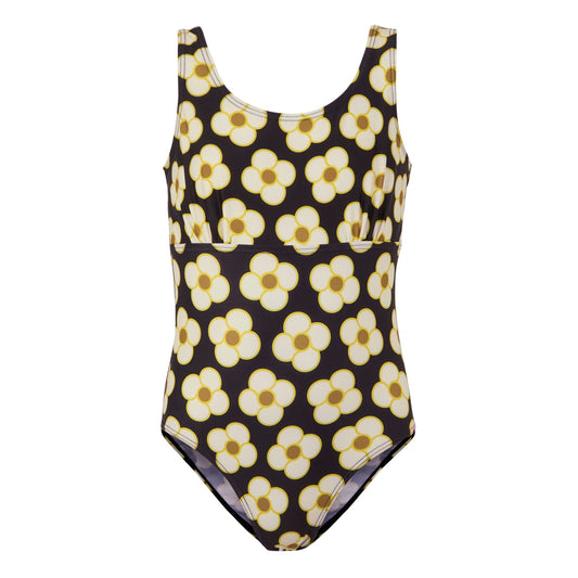 Black - Front - Regatta Girls Orla Kiely Spinning Flower One Piece Swimsuit