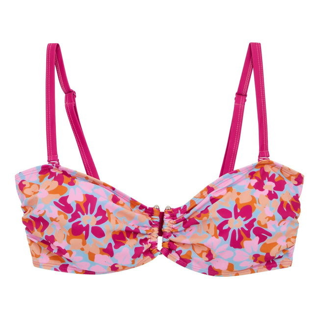 Pink-Blue-Orange - Front - Regatta Womens-Ladies Aceana III Summer Floral Bikini Top
