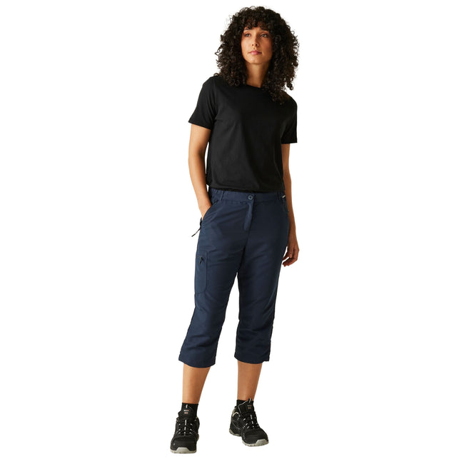 Navy - Lifestyle - Regatta Womens-Ladies Chaska III Walking Capri Cropped Trousers