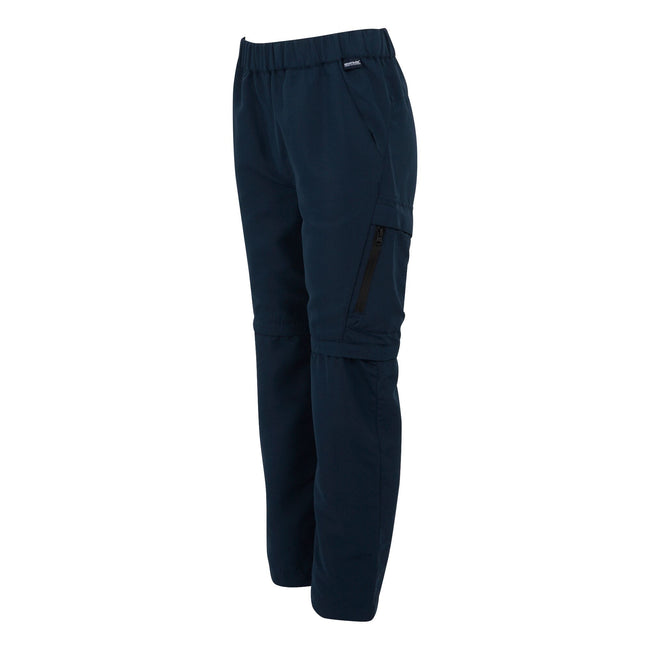 Navy - Side - Regatta Childrens-Kids Sorcer III Zip-Off Trousers