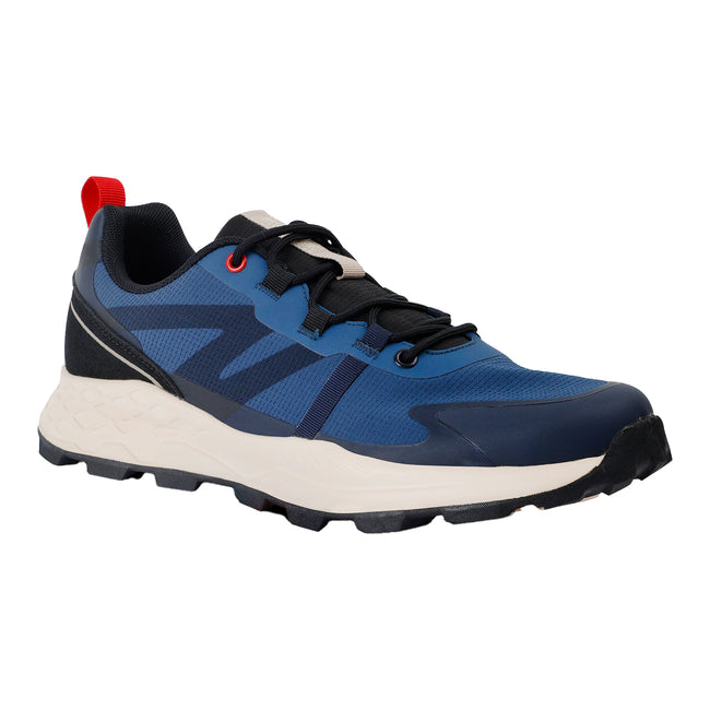 Dark Denim-Poppy Red - Front - Regatta Mens Leighton Trainers