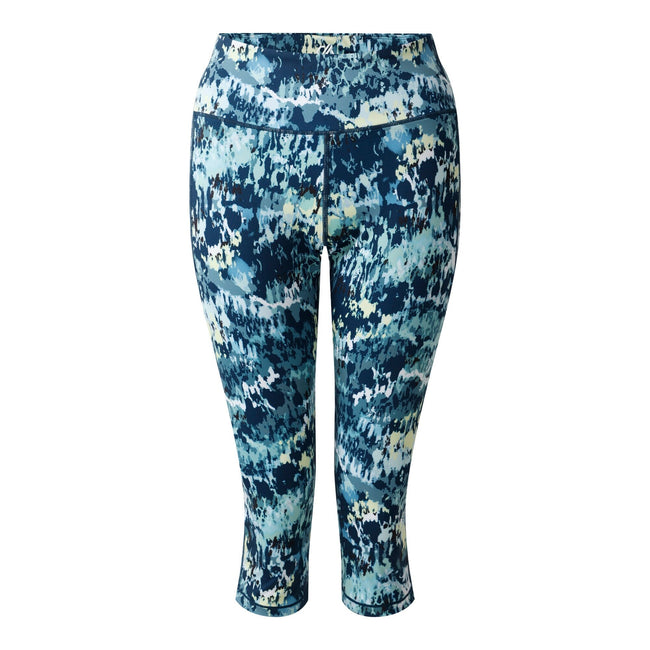 Mist - Front - Dare 2B Womens-Ladies Influential II Dash Print 3-4 Length Leggings