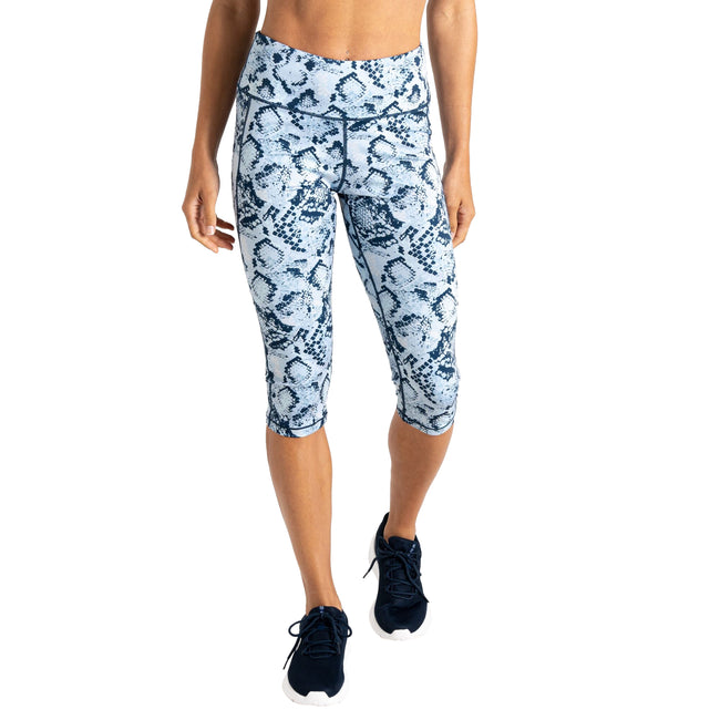 Blue - Lifestyle - Regatta Womens-Ladies Influential II Snake Print 3-4 Length Leggings