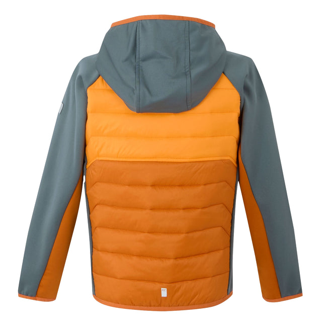Fox-Bright Marigold-Stormy Weather - Back - Regatta Childrens-Kids Kielder IX Hybrid Jacket