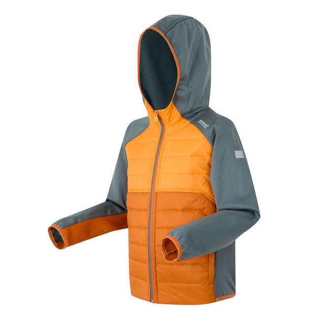 Fox-Bright Marigold-Stormy Weather - Side - Regatta Childrens-Kids Kielder IX Hybrid Jacket