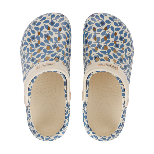 Blue - Close up - Regatta Womens-Ladies Orla Kiely Jasmine Flower Clogs