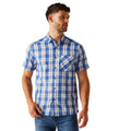 White-Olympian Blue - Lifestyle - Regatta Mens Mindano IX Checked Short-Sleeved Shirt