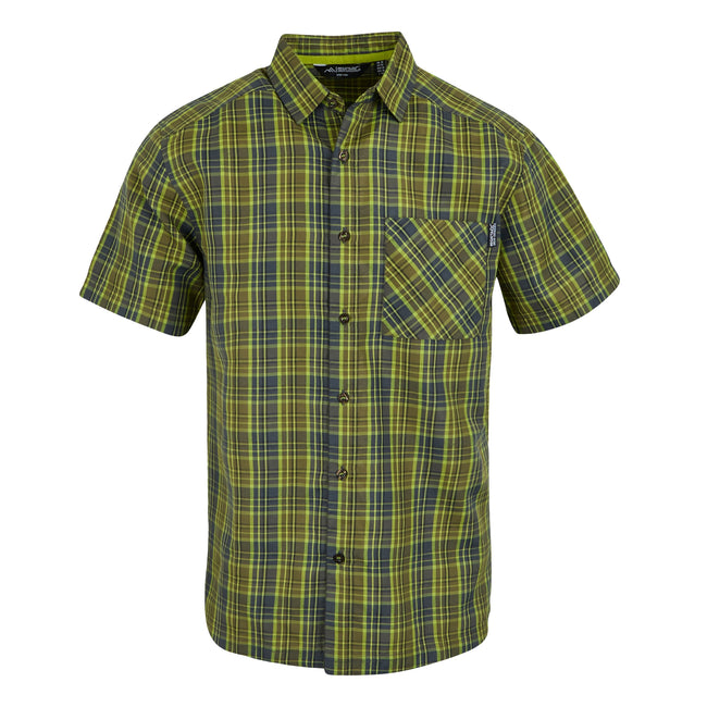 Nephrite Green-Ash - Front - Regatta Mens Mindano IX Checked Short-Sleeved Shirt
