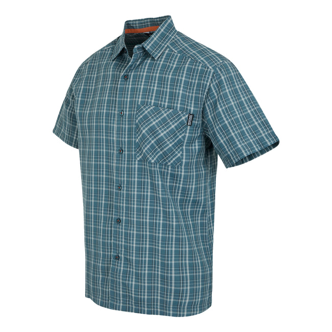 Stormy Weather-Iceberg-Ash - Side - Regatta Mens Mindano IX Checked Short-Sleeved Shirt
