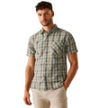 Golden Sand-Treetop - Lifestyle - Regatta Mens Mindano IX Checked Short-Sleeved Shirt