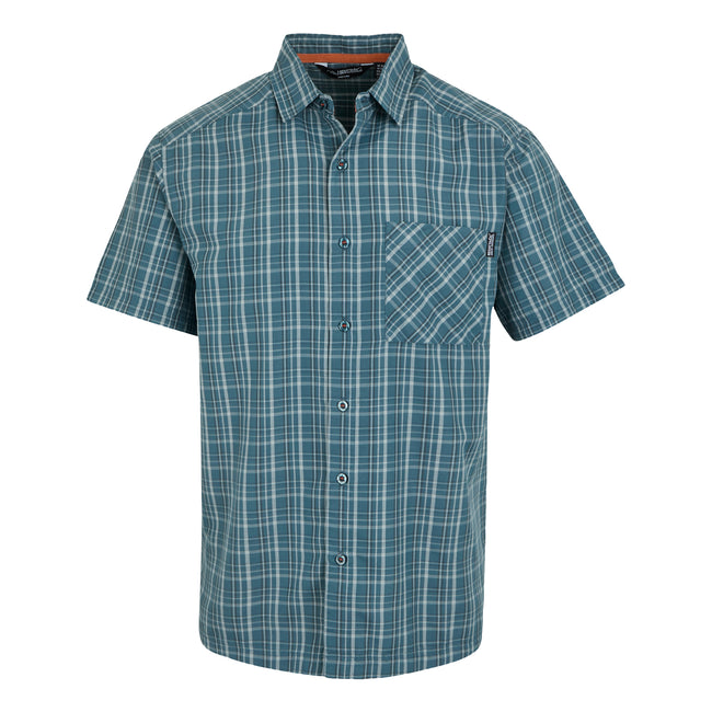 Stormy Weather-Iceberg-Ash - Front - Regatta Mens Mindano IX Checked Short-Sleeved Shirt