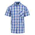 White-Olympian Blue - Front - Regatta Mens Mindano IX Checked Short-Sleeved Shirt