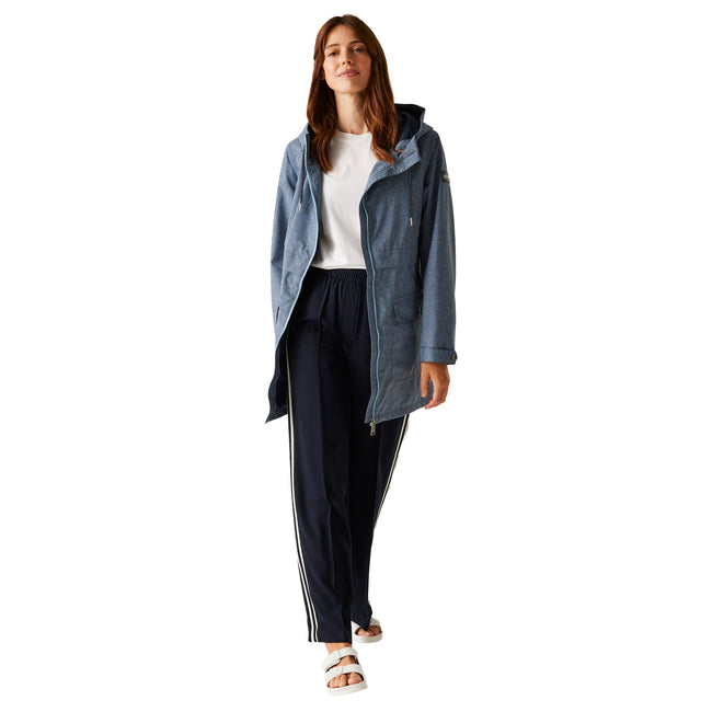 Chambray-Dark Denim - Side - Regatta Womens-Ladies Navaeh Contrast Zip Waterproof Jacket
