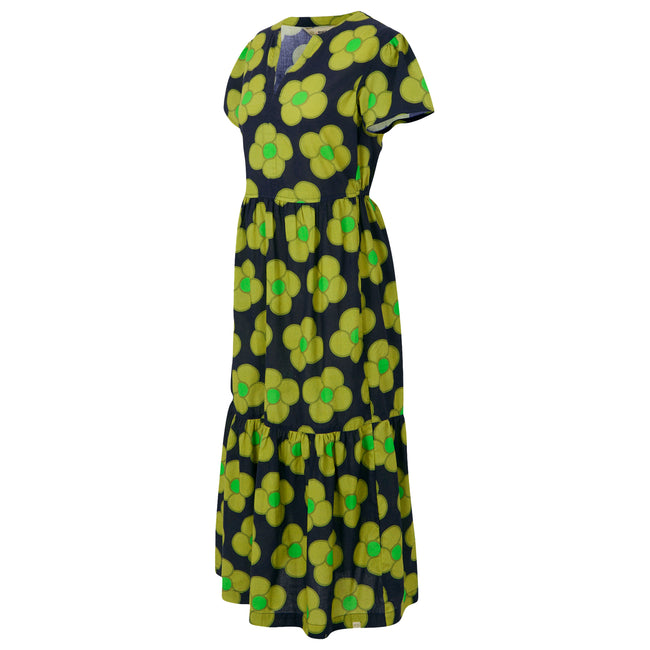 Navy - Side - Regatta Womens-Ladies Orla Kiely Spinning Flower Tiered Midi Dress