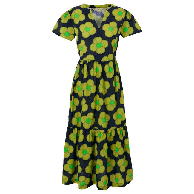 Navy - Front - Regatta Womens-Ladies Orla Kiely Spinning Flower Tiered Midi Dress