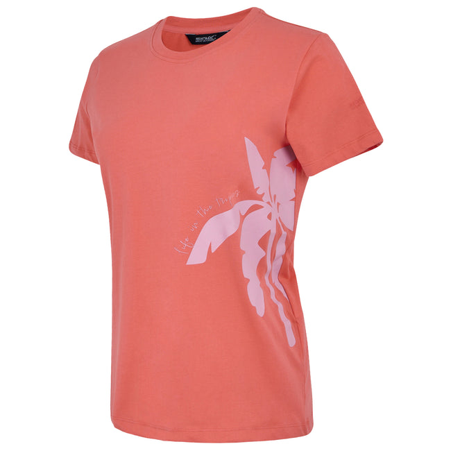 Peach Bloom - Side - Regatta Womens-Ladies Filandra VX Tropical T-Shirt