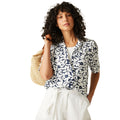 Navy-White - Lifestyle - Regatta Womens-Ladies Salise Large Floral Lightweight Shirt