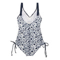 Navy-White - Back - Regatta Womens-Ladies Alinae Large Floral One Piece Swimsuit
