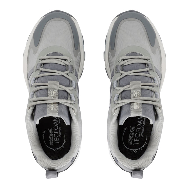 Cloud Grey - Pack Shot - Regatta Womens-Ladies Leighton Synthetic Leather Trainers