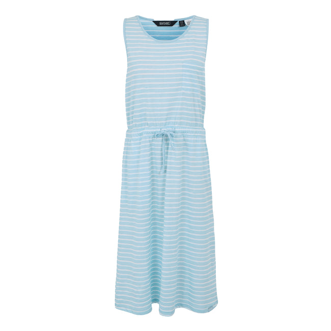 Chambray Blue-White - Front - Regatta Womens-Ladies Ariena Painterly Stripe Casual Dress