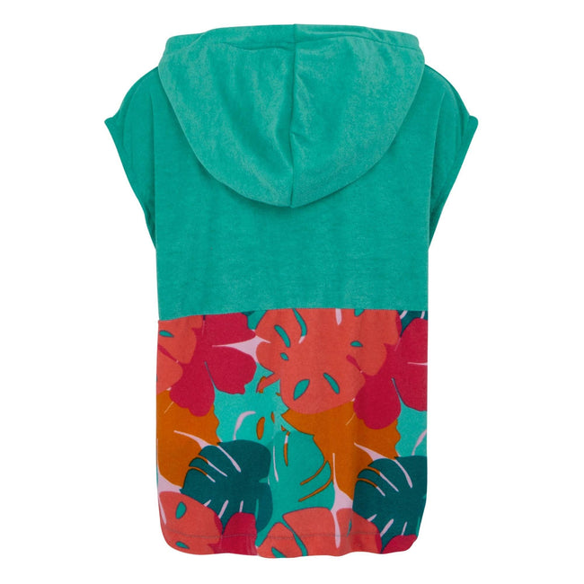 Turquoise - Back - Regatta Childrens-Kids II Tropical Leaves Hooded Towel
