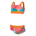 Orange-Blue-Pink - Side - Regatta Girls Dakaria III Tropical Leaves Bikini Set