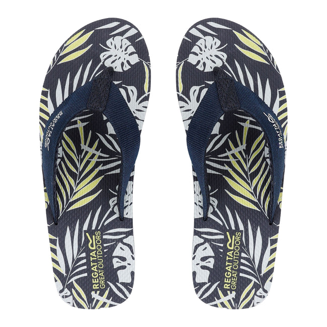 Navy - Pack Shot - Regatta Mens Rico Leaf Flip Flops