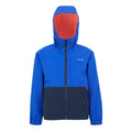 Olympian Blue-Navy-Tangerine Tango - Front - Regatta Childrens-Kids Hanleigh II Waterproof Jacket