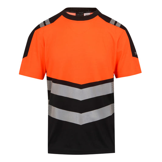 Black-Orange - Front - Regatta Professional Mens High-Vis T-Shirt