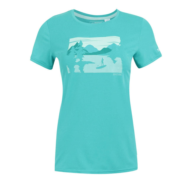 Turquoise - Front - Regatta Womens-Ladies Fingal Landscape Stretch T-Shirt