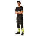 Black-Yellow - Side - Regatta Professional Unisex Adult High-Vis Work Trousers